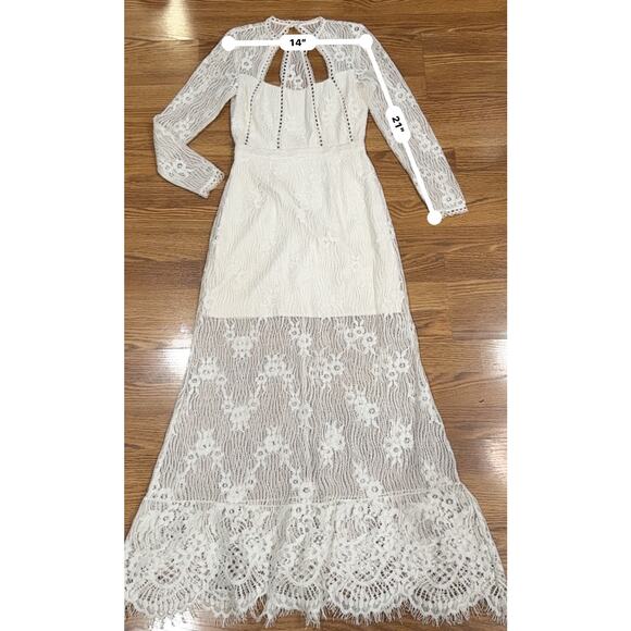 ALEXIS Guipure Lace PEARLY Ivory keyhole back Rizer Long Dress XS - Picture 7 of 16